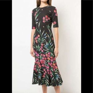 Carolina Herrera Elbow Sleeve floral print dress
